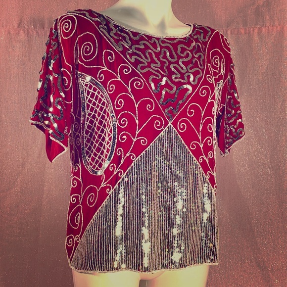 NWT! VINTAGE Glamorous Beaded and Sequined Top - Picture 1 of 8